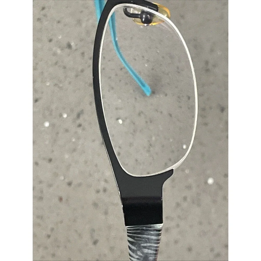CHELSEA MORGAN Eyeglasses Frames ONLY Aqua Zebra Stripe HALF RIM 51-17-135
